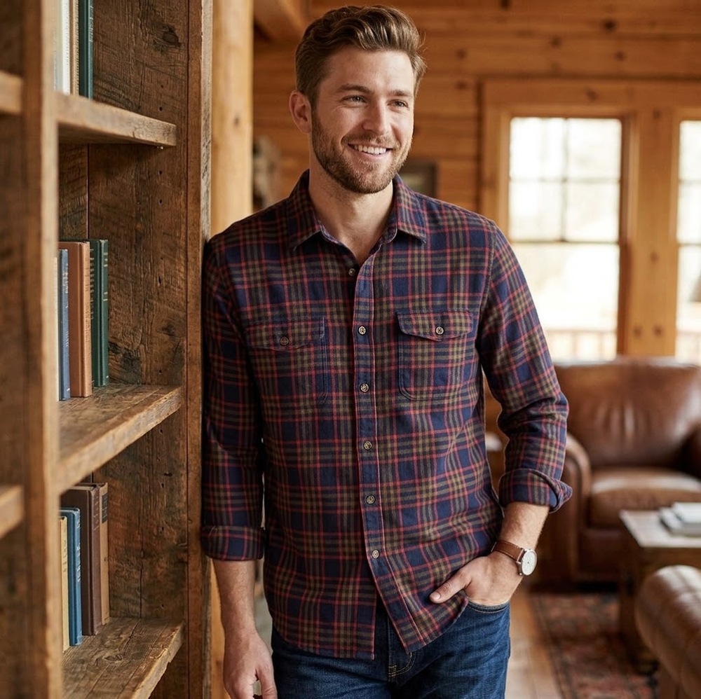 J.Crew Men's Plaid Flannel Red Button Front Shirt 100% Cotton Long Sleeve Size L